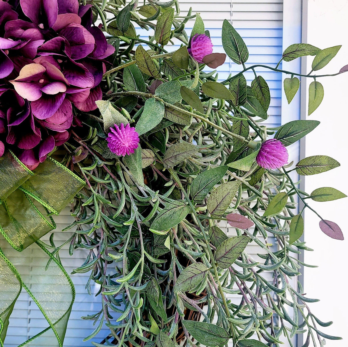 Hydrangea Grapevine Wreath: XL Outdoor Front Door Decor