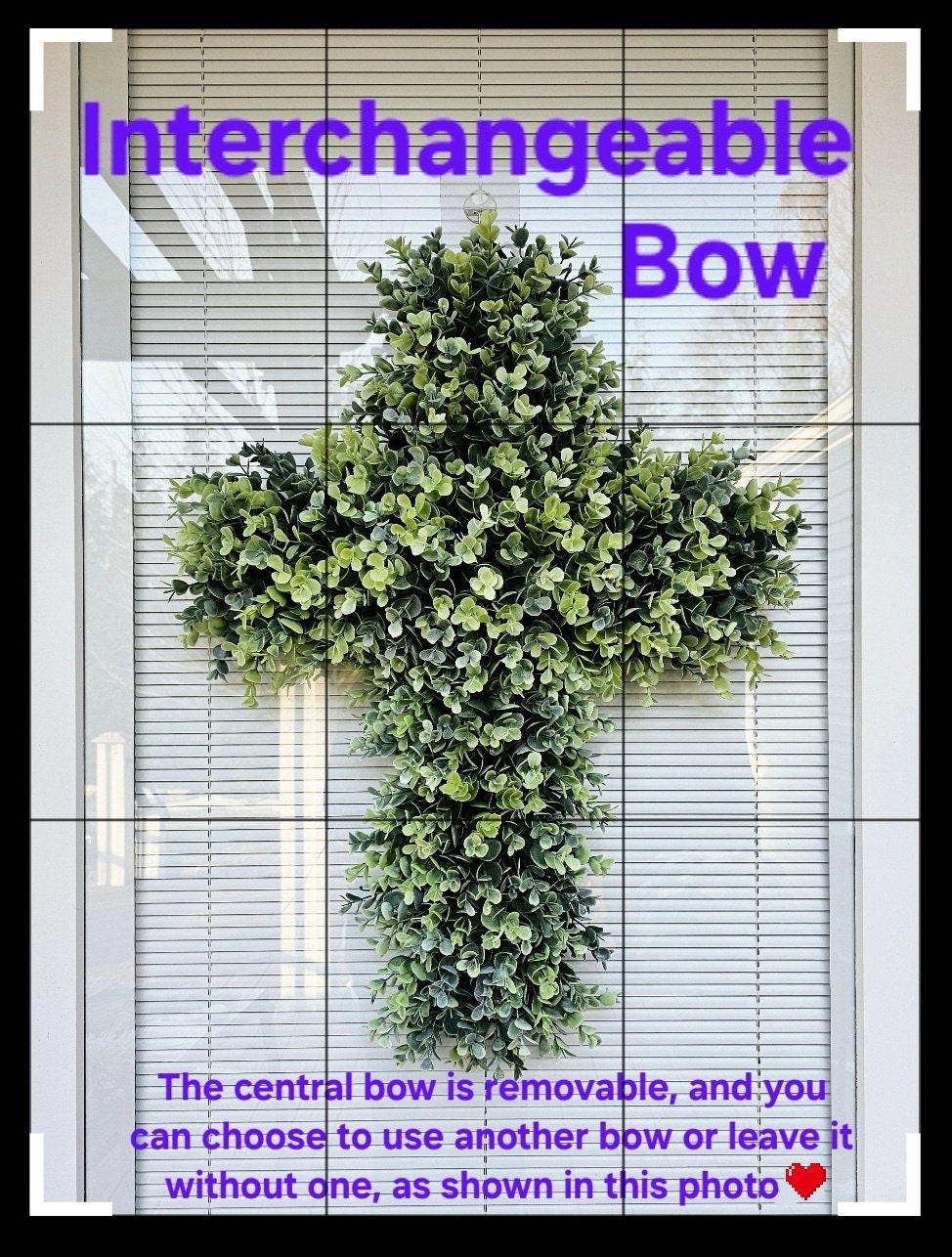 EASTER CROSS WREATH For Front Door, Double Door Wreaths, Memorial, Year Round, Religious Wall Decor, Christian Church, Christianity Gift