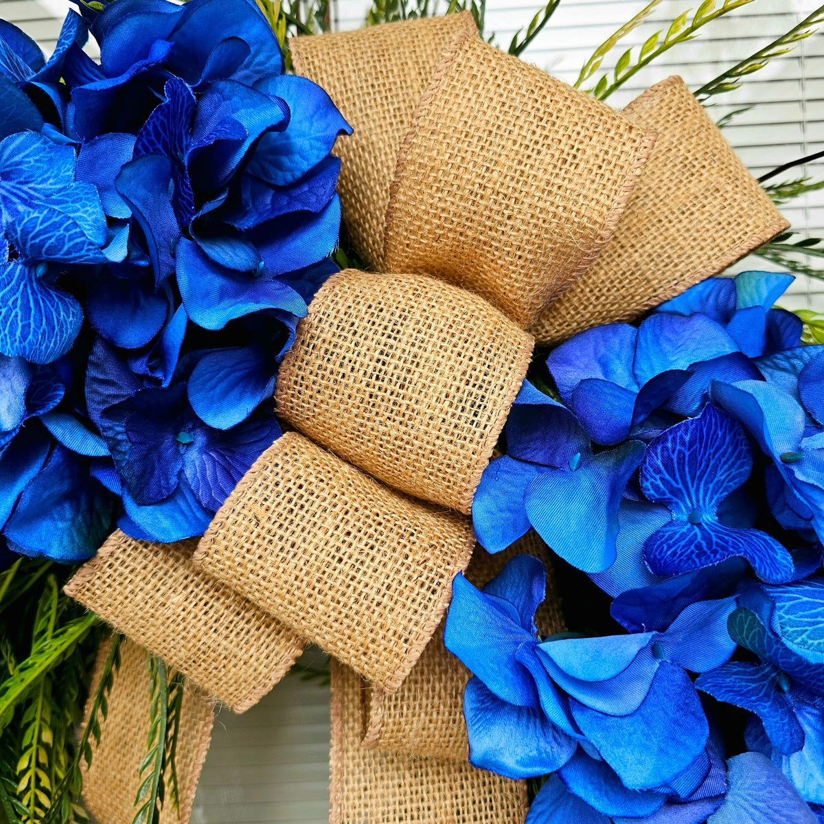 Spring Summer Wreath For Front Door Double Door Wreaths Modern Rustic Farmhouse Blue Hydrangea Floral Decoration Unique Gifts
