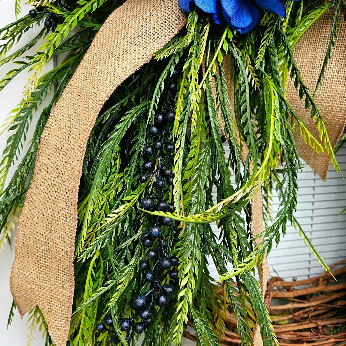 Spring Summer Wreath For Front Door Double Door Wreaths Modern Rustic Farmhouse Blue Hydrangea Floral Decoration Unique Gifts