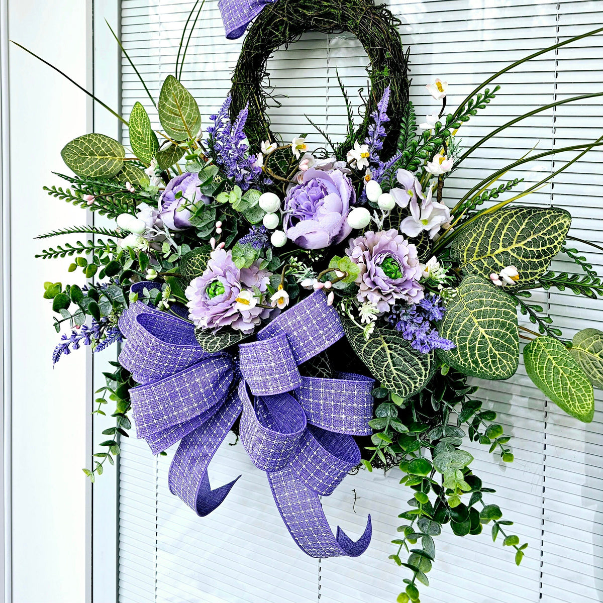 Easter Bunny Wreath For Front Door With Floral Basket Outdoor Rustic Farmhouse Decor