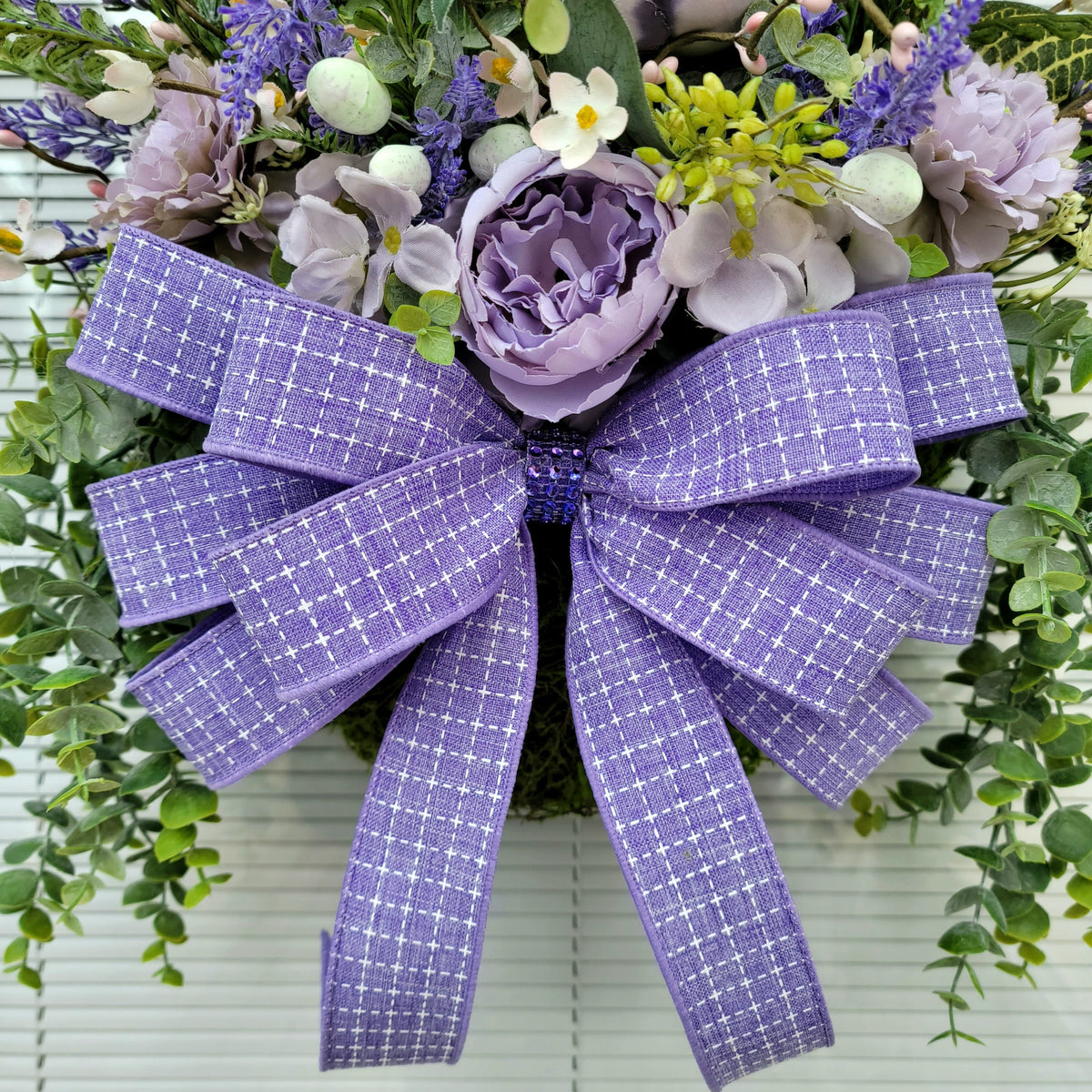 Easter Bunny Wreath For Front Door With Floral Basket Outdoor Rustic Farmhouse Decor