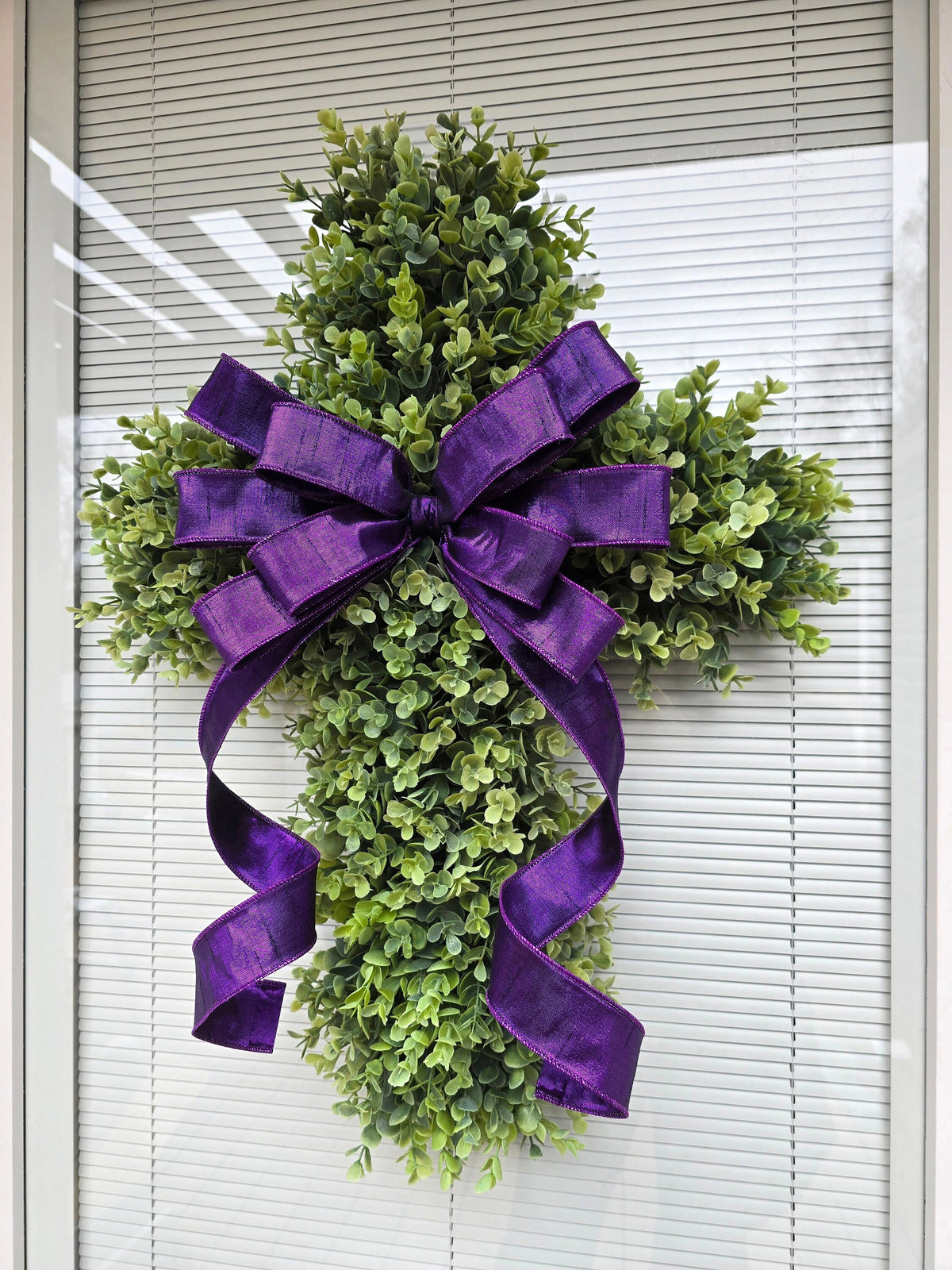 EASTER CROSS WREATH For Front Door, Double Door Wreaths, Memorial, Year Round, Religious Wall Decor, Christian Church, Christianity Gift