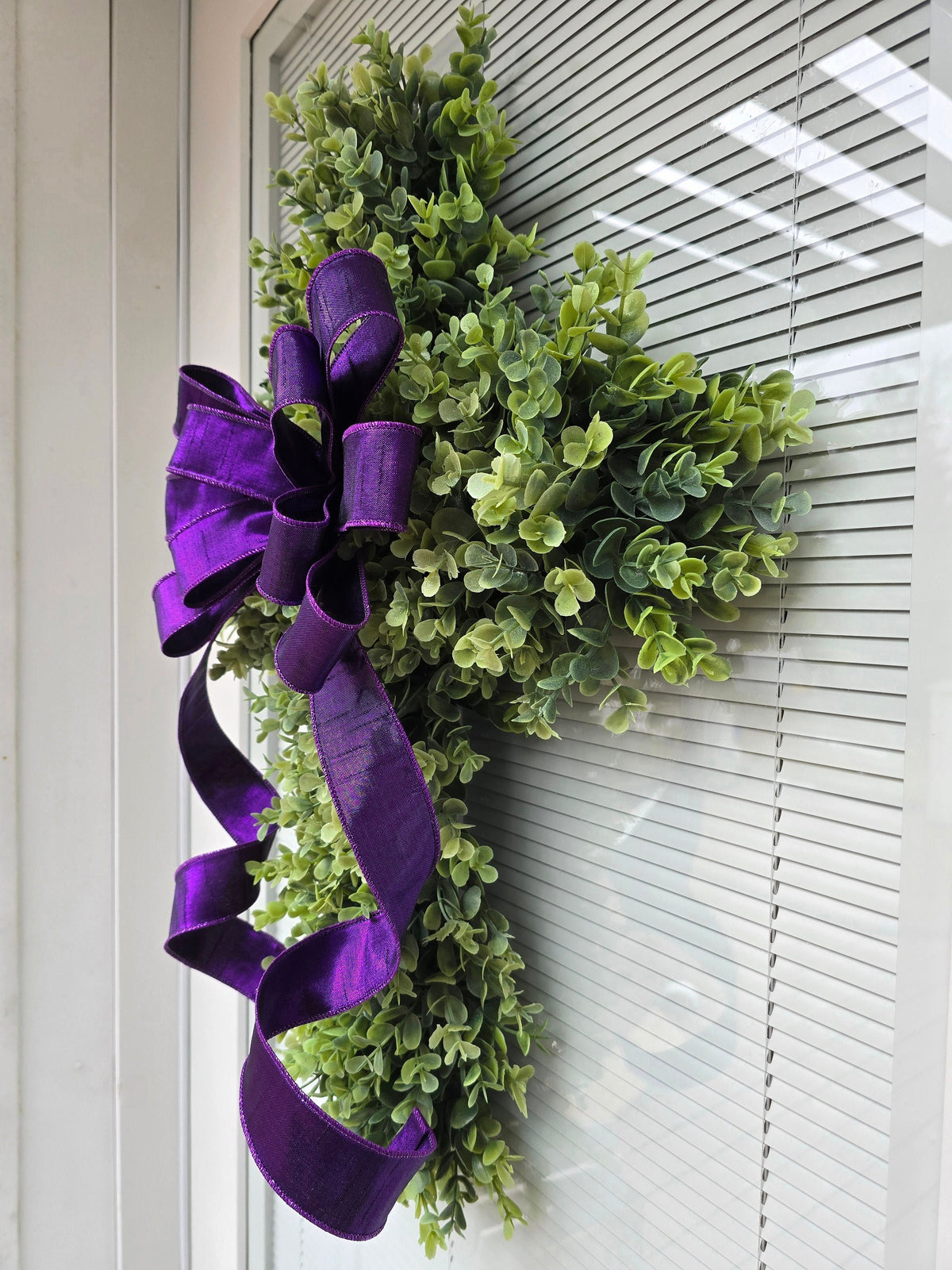 EASTER CROSS WREATH For Front Door, Double Door Wreaths, Memorial, Year Round, Religious Wall Decor, Christian Church, Christianity Gift
