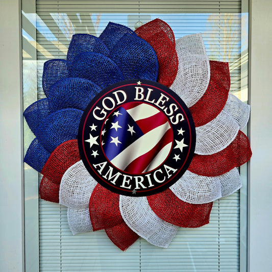 Patriotic Wreath For Front Door, Double Door, Memorial Day, Fourth Of July 4th, Labor Day, USA Porch Decor, American Flag Election Home Gift