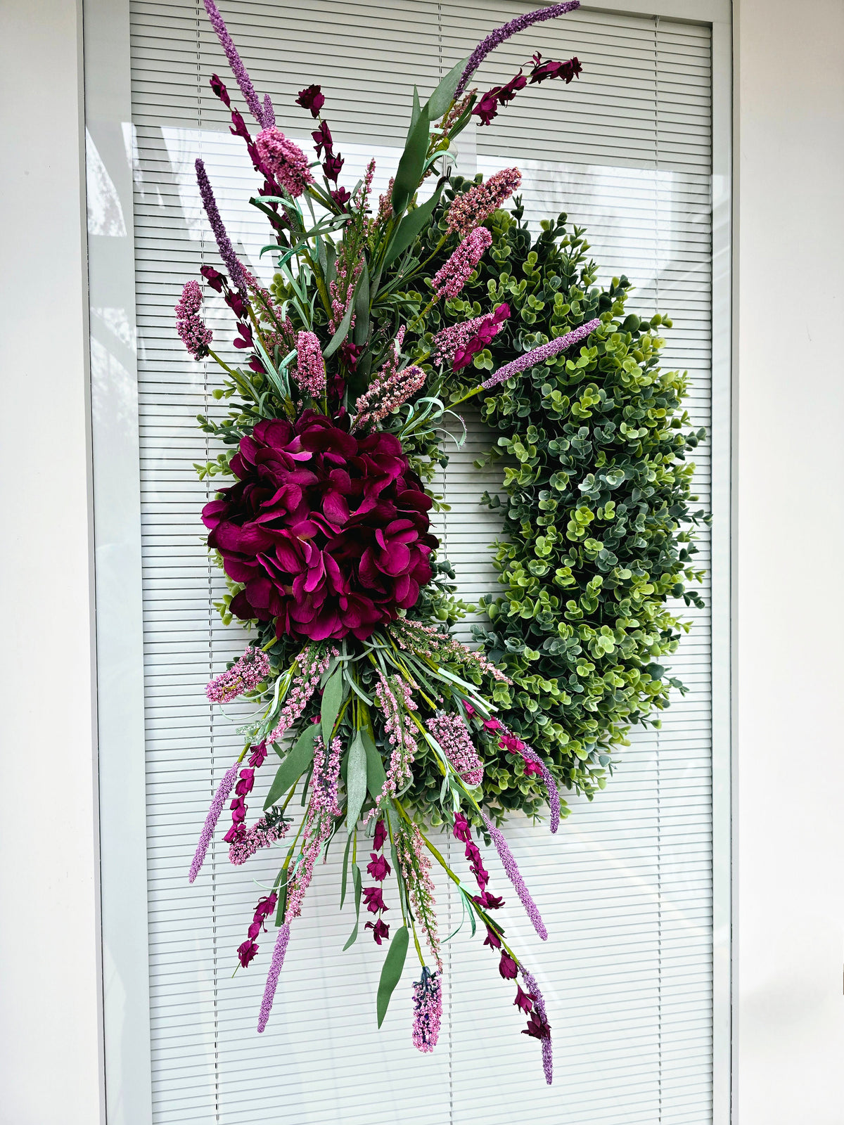 Eucalyptus & Hydrangea Wreath: Oval Spring Summer Door Decor