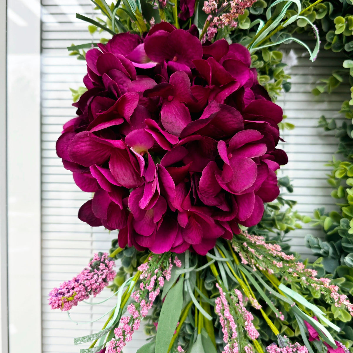 Eucalyptus & Hydrangea Wreath: Oval Spring Summer Door Decor