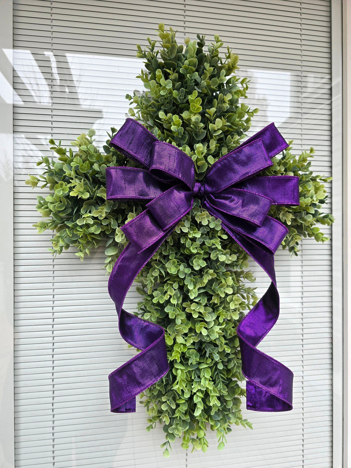 EASTER CROSS WREATH For Front Door, Double Door Wreaths, Memorial, Year Round, Religious Wall Decor, Christian Church, Christianity Gift