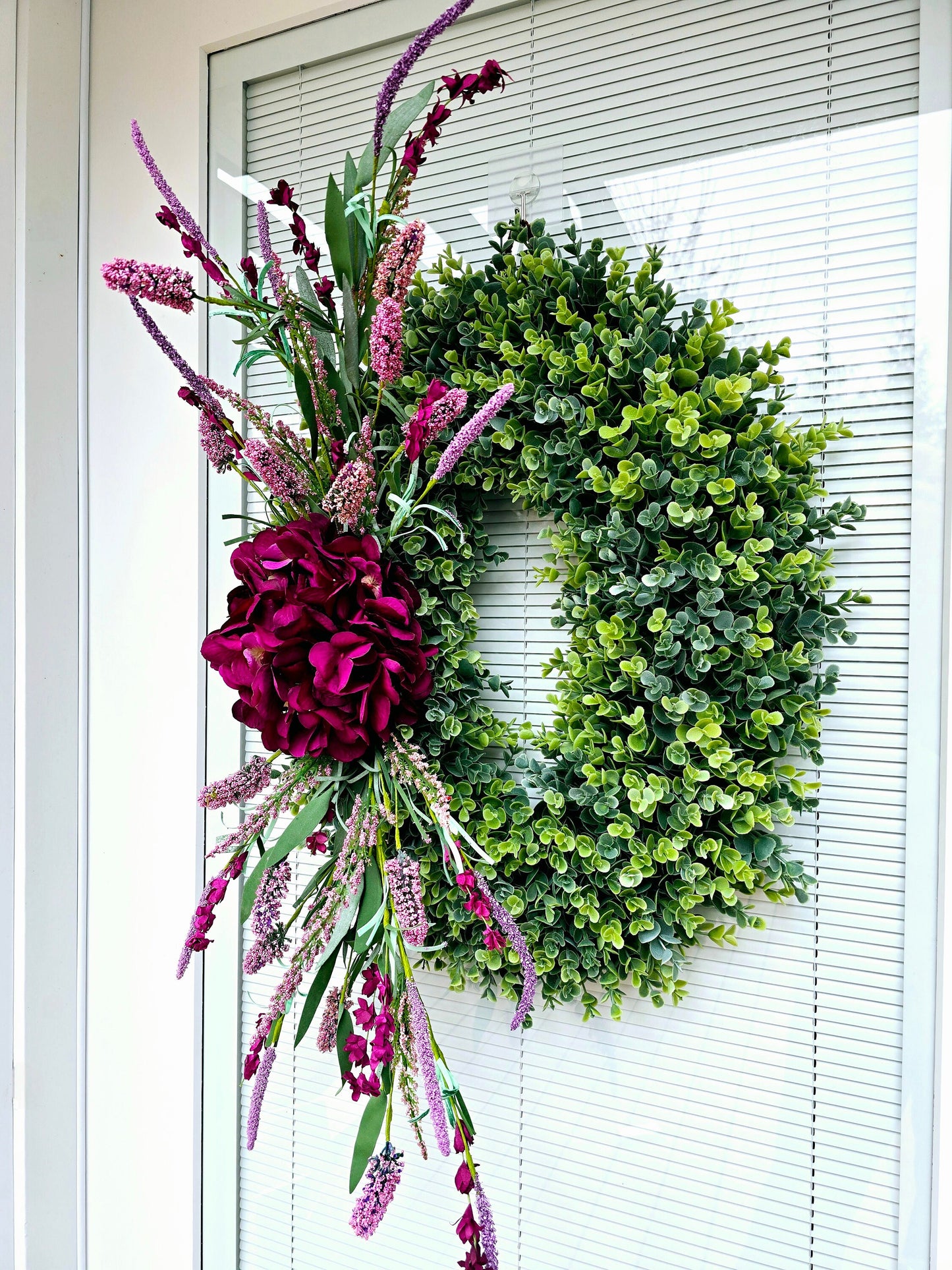 Year Round Wreath For Front Door Double Doors Wreaths Outdoor Spring Summer Decor Large Oval Eucalyptus Greenery Hydrangea Floral Home Gift