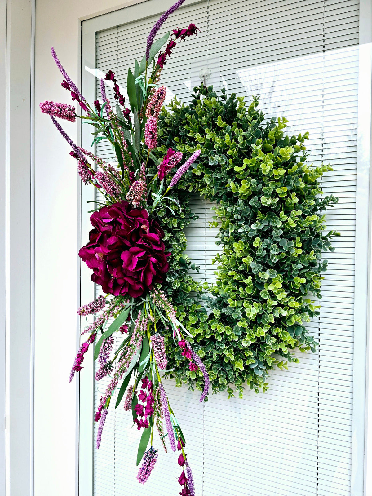 Eucalyptus & Hydrangea Wreath: Oval Spring Summer Door Decor