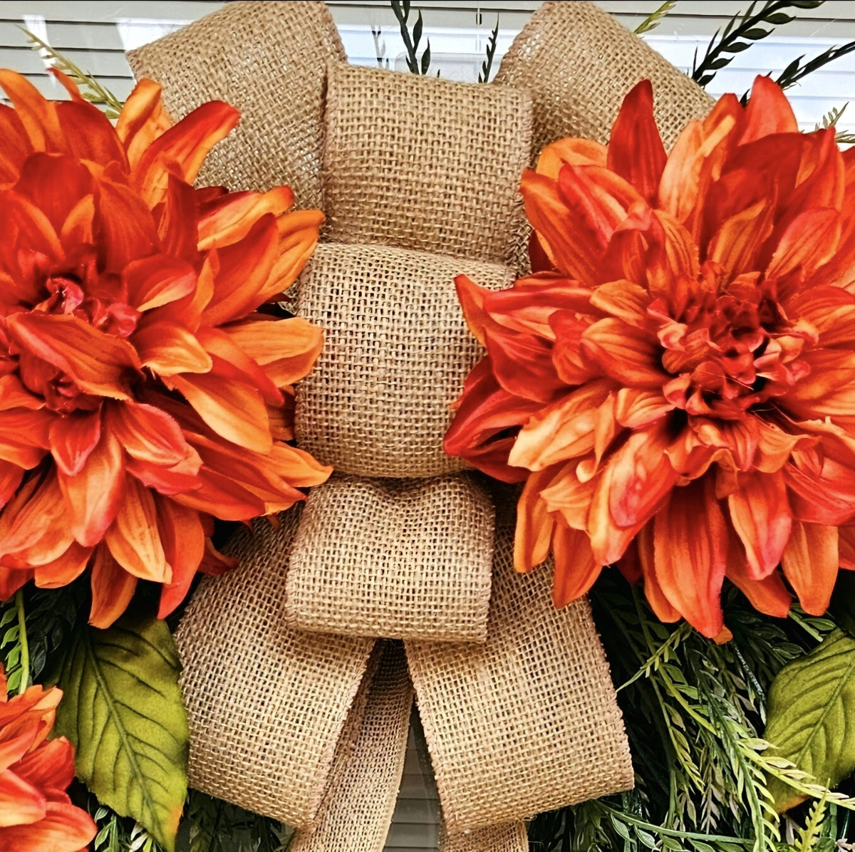 Large Fall Wreath For Front Door Outdoor Orange Floral Grapevine Autumn Decor Double Door Wreaths XL Outside Porch Thanksgiving Decoration