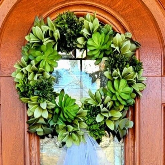 Succulent Front Door Wreath With Removable Veil For Bridal Shower Decor Wedding Day Decoration Bride To Be Hanger Home Gift