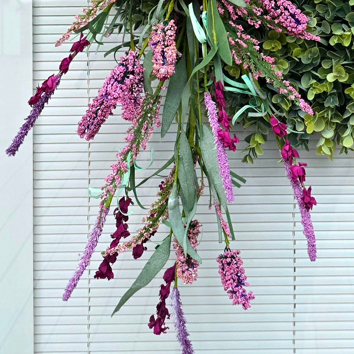 Spring Summer Wreath For Front Door Double Door Wreaths Outdoor Home Decor - Large Oval Eucalyptus Greenery Pink Hydrangea Lavender