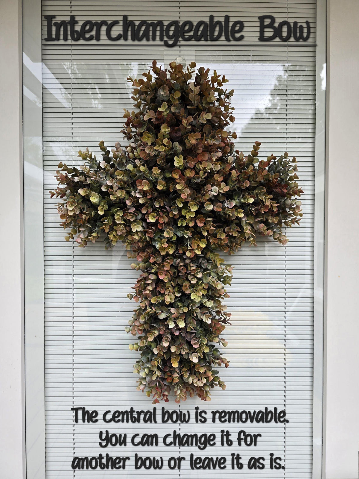 Boxwood Cross Wreath for Front Door, Farmhouse Religious Decor, Easter & Lent Cross Wreaths, Christian Door Hanger