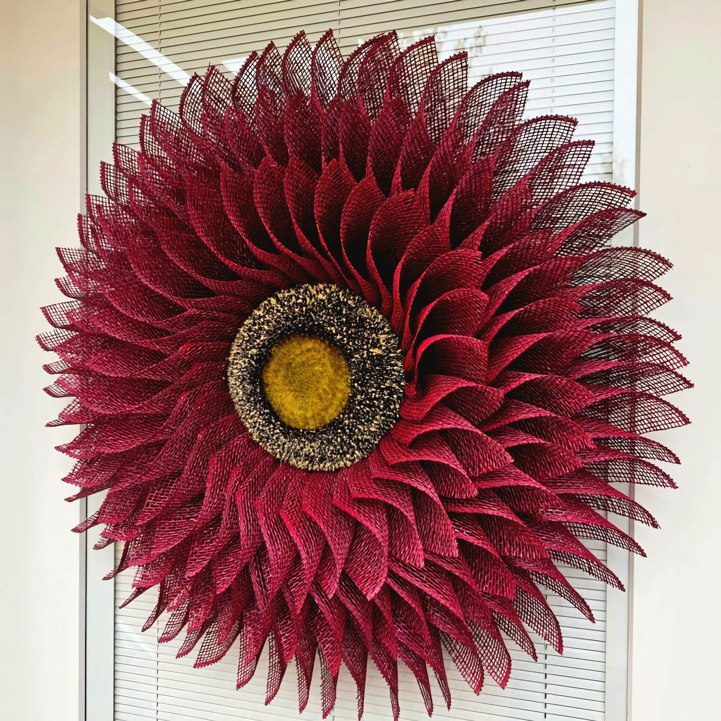 Sunflower Front Door Wreath, Double Door Wreaths, Outdoor Spring Summer Fall & Autumn Porch Decor, Burlap Flower Wall Decoration, Home Gifts