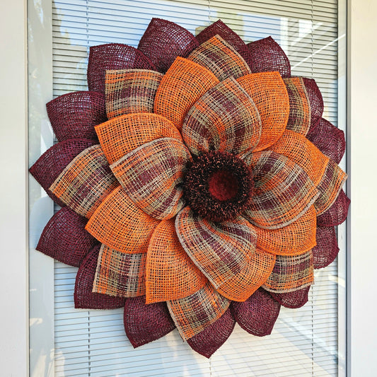 Sunflower Wreath For Front Door, Double Door Wreaths, Outdoor Fall Porch Decor, Autumn Flower, Floral Decoration, Unique Home Gift Ideas