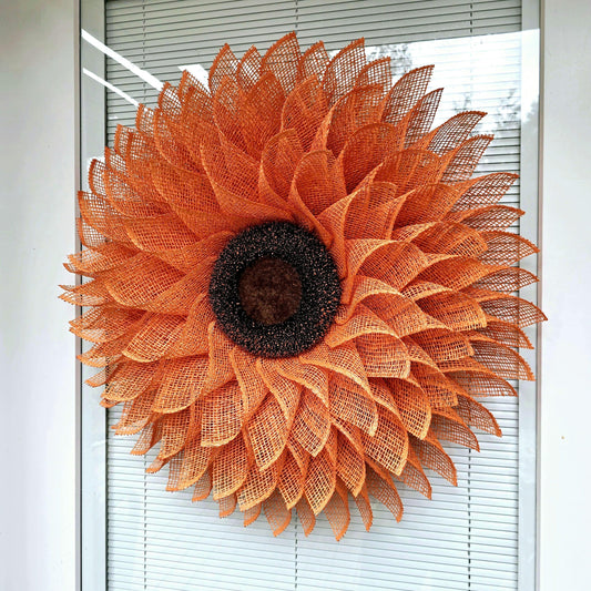 Sunflower Wreath For Front Door Double Door Wreaths Outdoor Spring Summer Fall Decor Orange Autumn Flower Hanger Wall Decoration Home Gifts