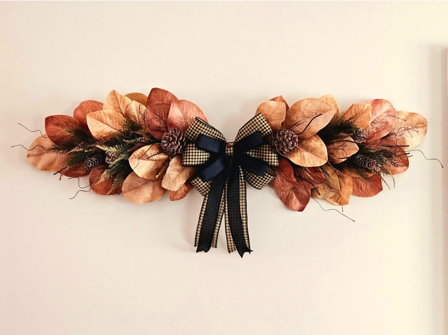 48" Fall Wreath For Front Door, Autumn Swag, Seasonal Horizontal Wall Decor, Thanksgiving Decoration, Magnolia Home Gift Ideas