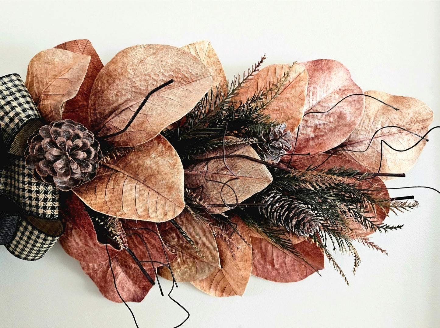 48" Fall Wreath For Front Door, Autumn Swag, Seasonal Horizontal Wall Decor, Thanksgiving Decoration, Magnolia Home Gift Ideas