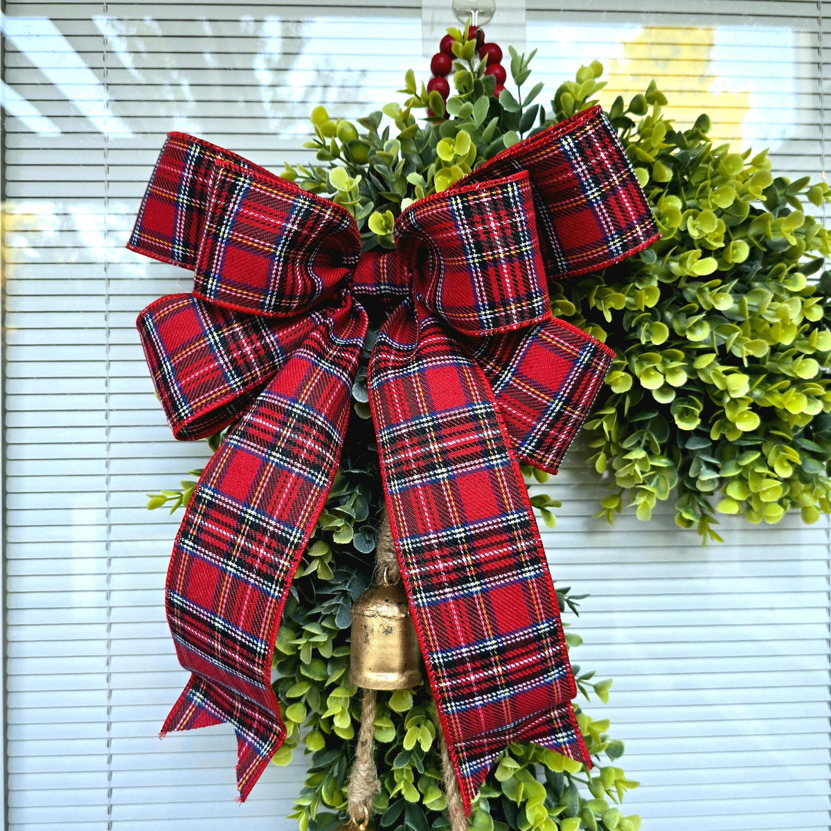 Candy Cane Wreath Swag, Christmas Wreaths For Front Door, Holiday Candycane Swag With Bells, Festive Xmas Home Gifts