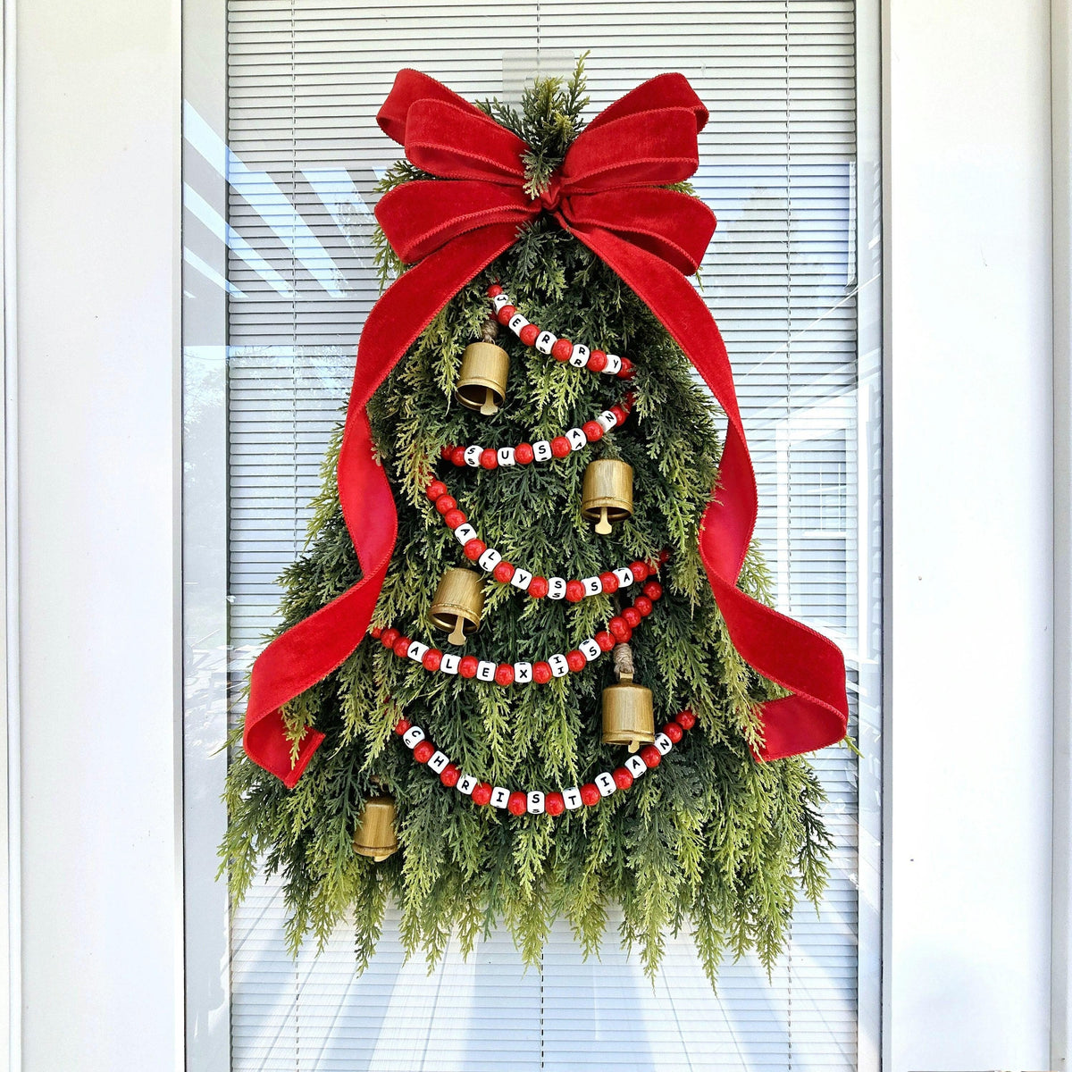 Personalized Wreath, Custom Family Name Christmas Wreath, Unique Personalized Gift Ideas, Teardrop Swag, Holiday Decor, Housewarming Gifts