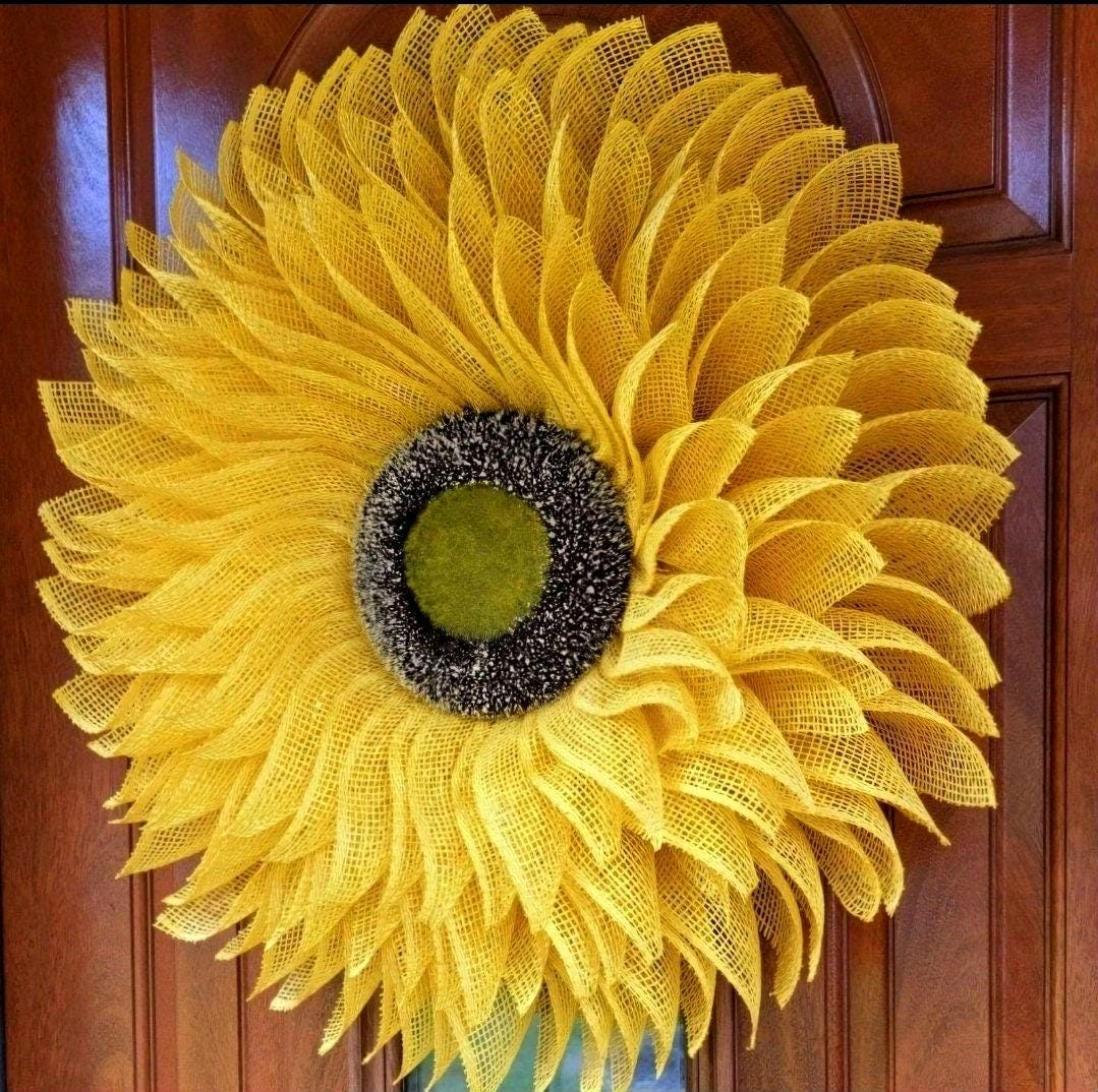 Sunflower Wreath For Front Door Double Doors Wreaths Large Seasonal Outdoor Spring Summer Fall Home Decor Yellow Burlap Flower Floral Gifts