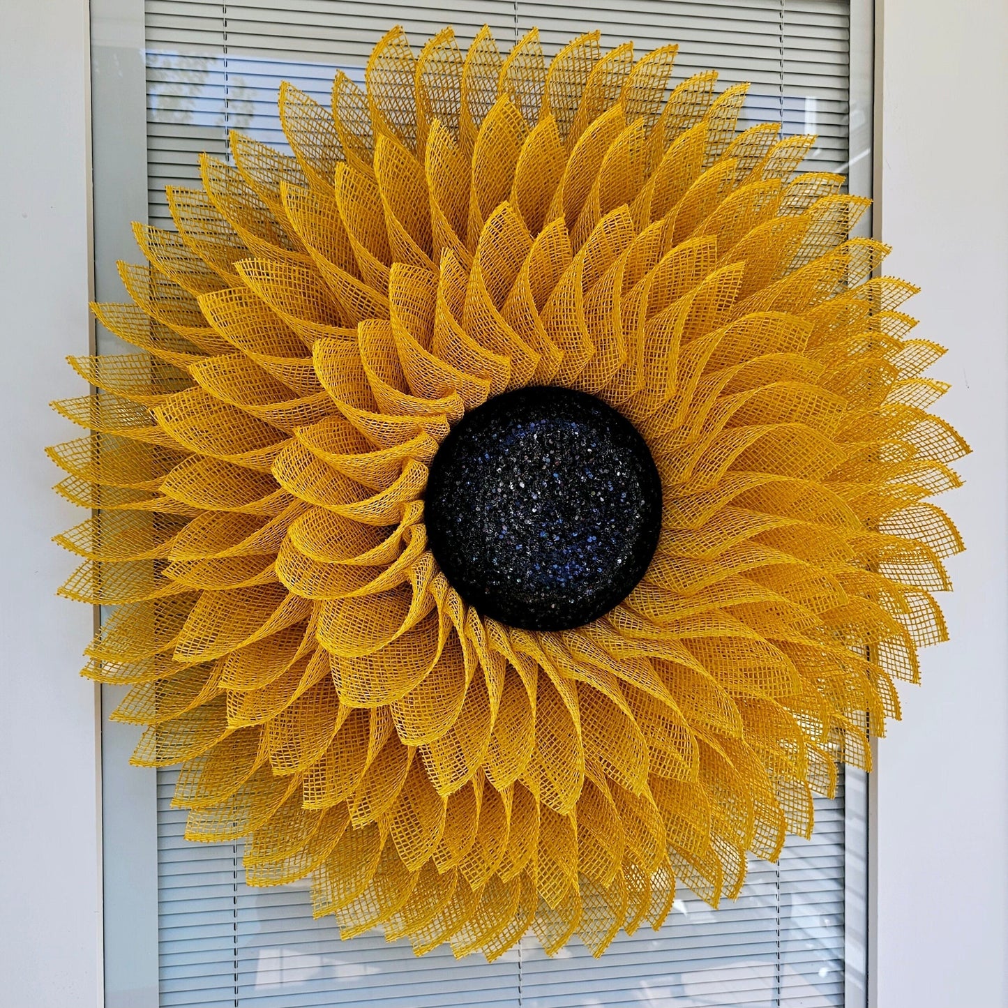 Handmade Sunflower Wreath For Front Door, Double Door, Extra Large Outdoor Yellow Burlap Flower, Spring Summer Fall Winter Porch Decor, Gift