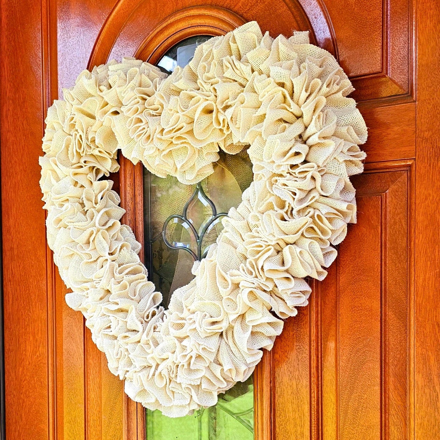 22" Valentine's Day Wreath For Front Door Double Door Wreaths Indoor Outdoor Vday Home Decor Large Burlap Heart Shaped Housewarming Gift