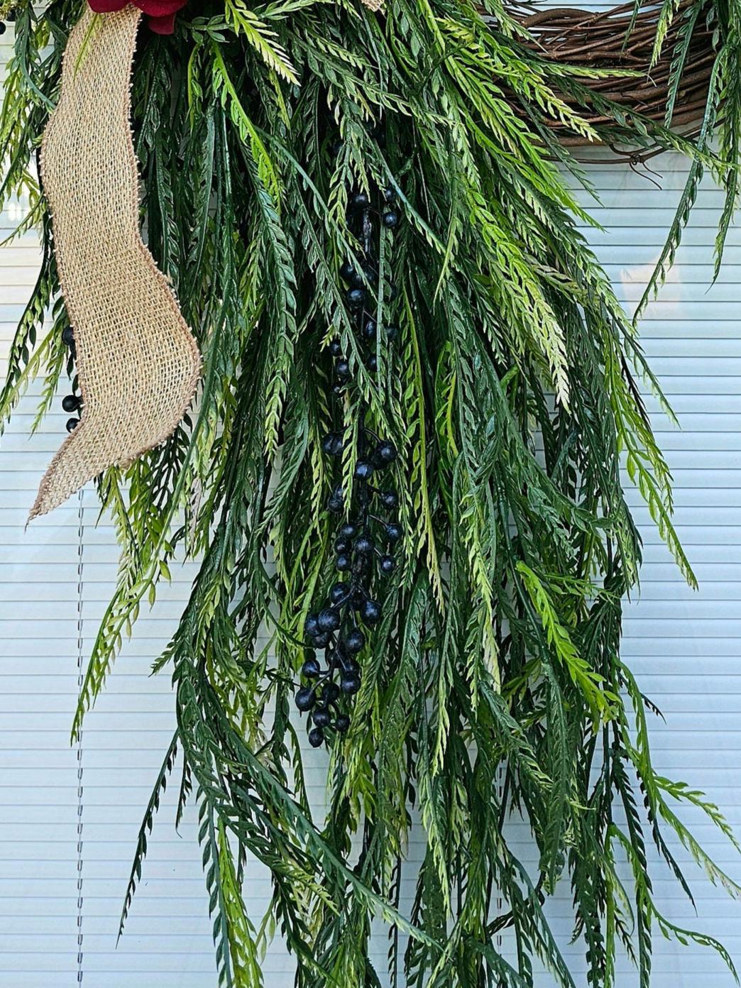 Large Christmas Wreath For Front Door Outdoor Holiday Decor Double Door Wreaths Porch Decor Red Hydrangea Fern Greenery Grapevine Wreath