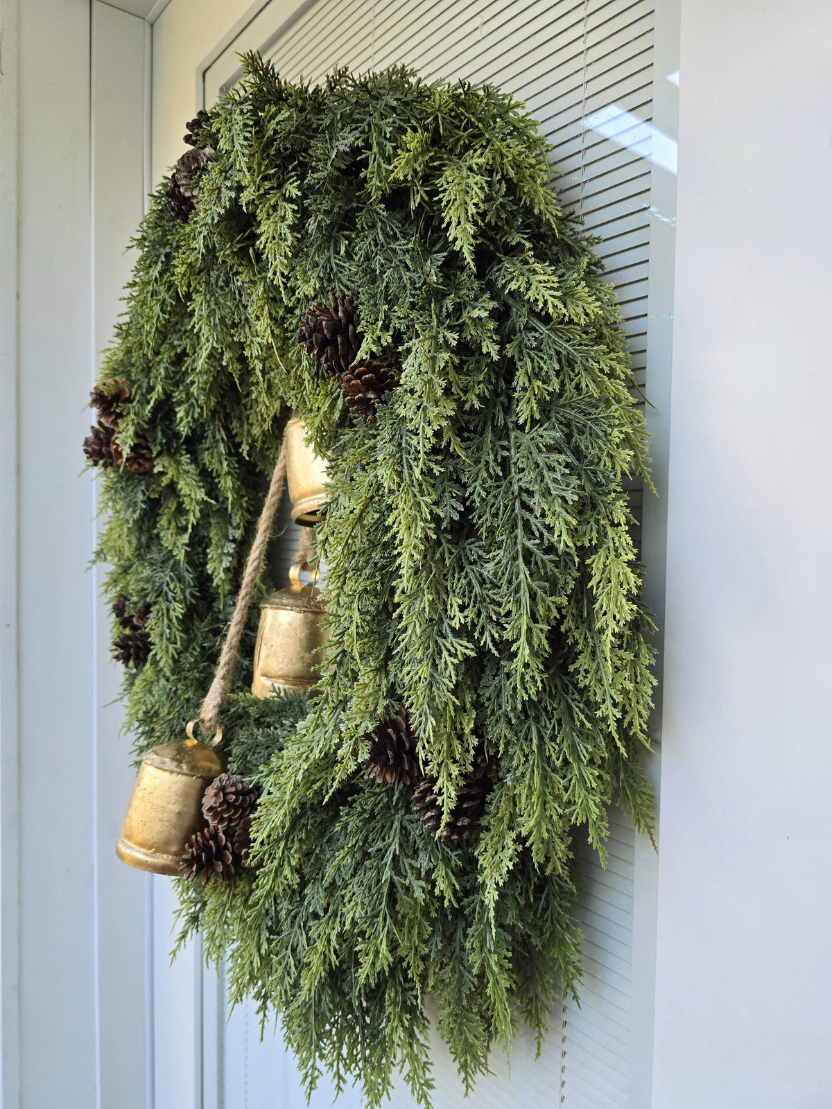 Christmas Wreath for Front Door  Double Door Wreaths Outdoor Seasonal Home Decor Winter Porch Hanger Xmas Tree Swag Holiday Wall Decoration
