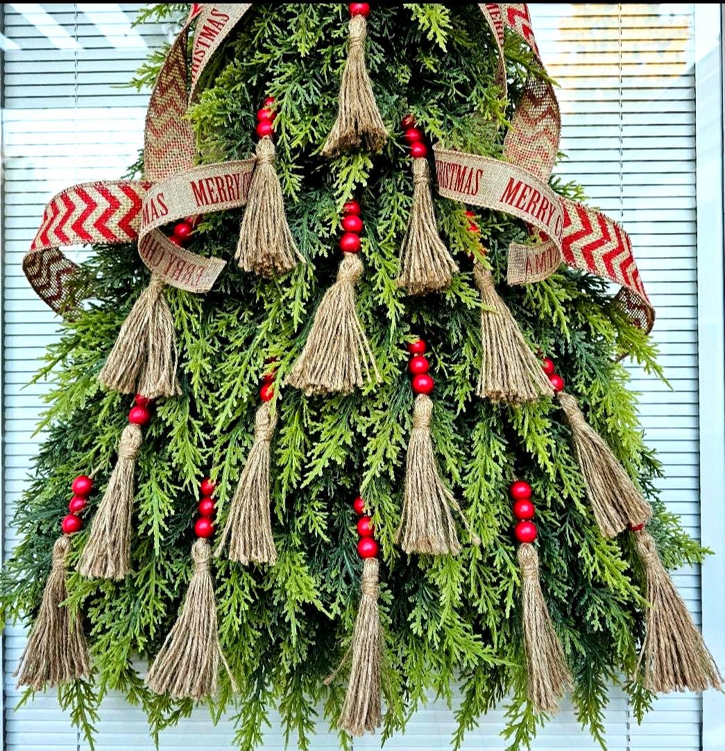 Christmas Wreath For Front Door Outdoor Holiday Decor Xmas Teardrop Swag Double Door Wreaths