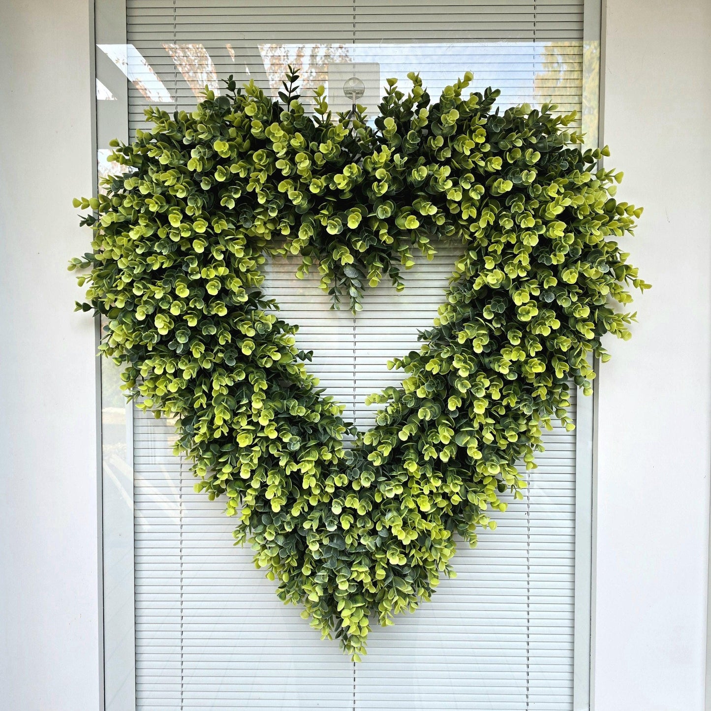 26" Valentine Day Wreath For Front Door Double Doors Wreaths Indoor Outdoor Heart Shaped VDay Home Decor Year Round Eucalyptus Greenery Gift