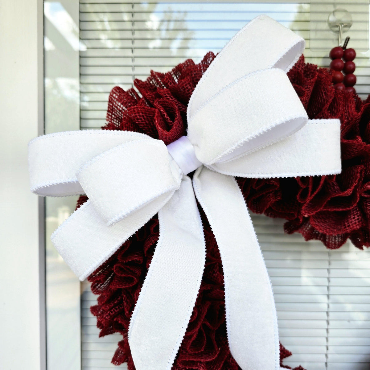 VALENTINES DAY WREATH For Front Door Outdoor Double Door Wreaths Vday Porch Decor - 22" Red Heart Shaped Burlap Wreath
