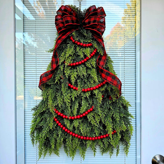 Christmas Wreath For Front Door Double Doors Outdoor Porch Decor Holiday Wall Decoration Red Xmas Tree Swag Winter Teardrop Hanger Home Gift