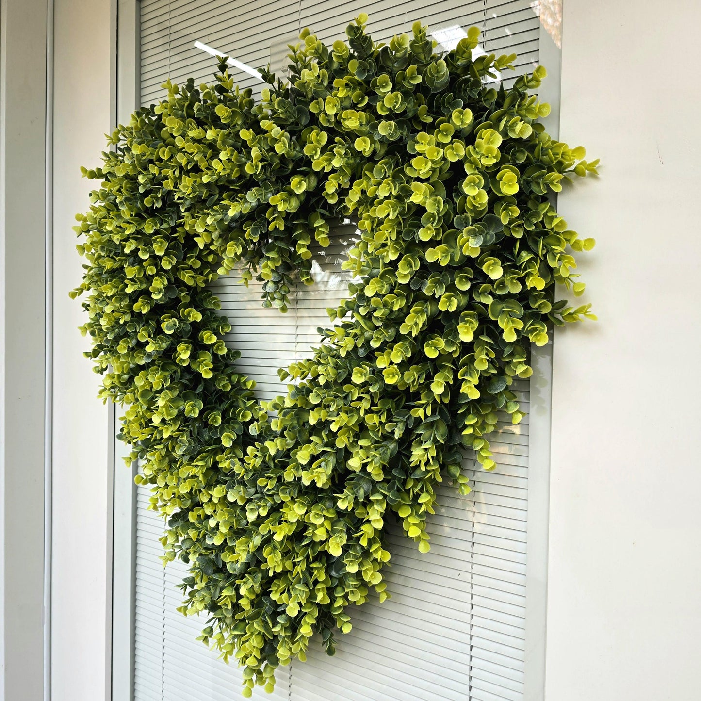 26" Valentine Day Wreath For Front Door Double Doors Wreaths Indoor Outdoor Heart Shaped VDay Home Decor Year Round Eucalyptus Greenery Gift