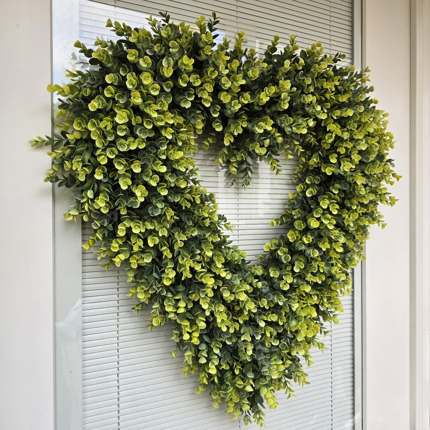 26" Valentine Day Wreath For Front Door Double Doors Wreaths Indoor Outdoor Heart Shaped VDay Home Decor Year Round Eucalyptus Greenery Gift