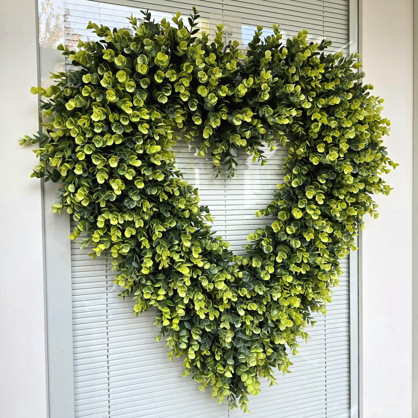 26" Valentine Day Wreath For Front Door Double Doors Wreaths Indoor Outdoor Heart Shaped VDay Home Decor Year Round Eucalyptus Greenery Gift