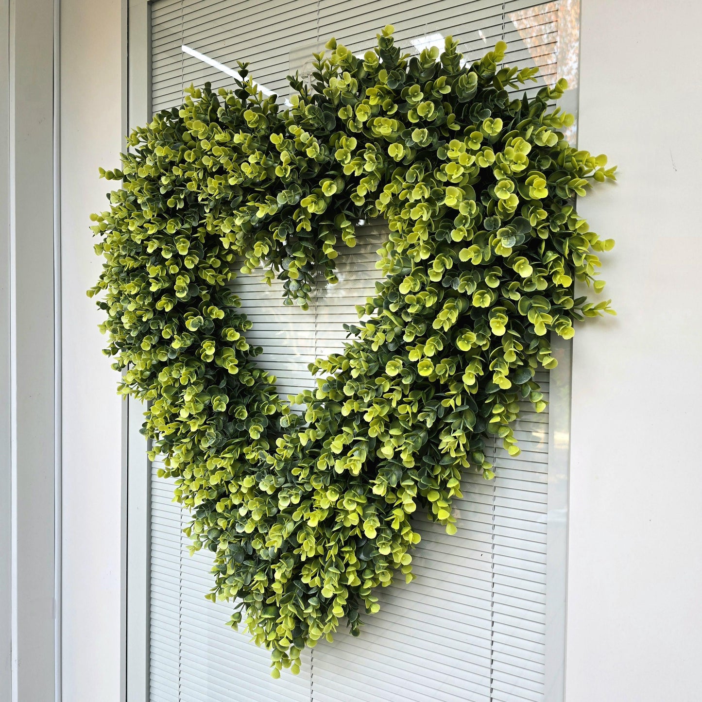 26" Valentine Day Wreath For Front Door Double Doors Wreaths Indoor Outdoor Heart Shaped VDay Home Decor Year Round Eucalyptus Greenery Gift