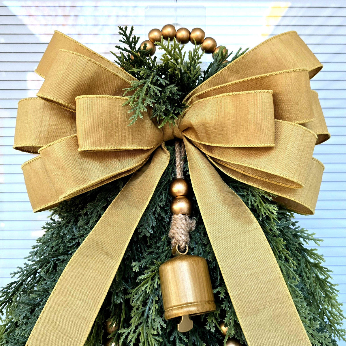 Christmas Wreath For Front Door, Double Doors, Home Decor, Large Elegant Xmas Tree Teardrop Swag With Bells