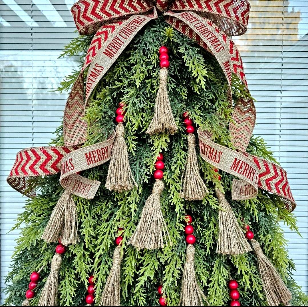 Christmas Wreath For Front Door Outdoor Holiday Decor Xmas Teardrop Swag Double Door Wreaths