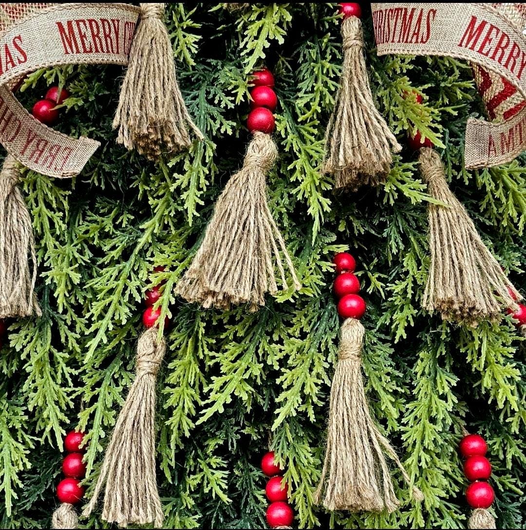 Christmas Wreath For Front Door Outdoor Holiday Decor Xmas Teardrop Swag Double Door Wreaths