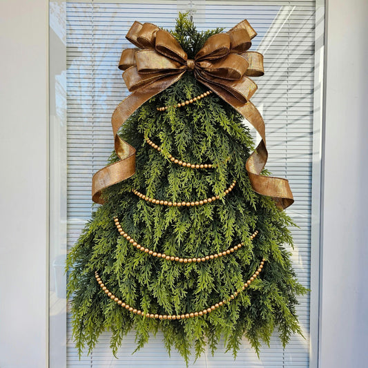 Christmas Wreath For Front Door Double Door Wreaths Outdoor Winter Holiday Decor Large Artificial Cedar Teardrop Xmas Tree Swag Home Gift