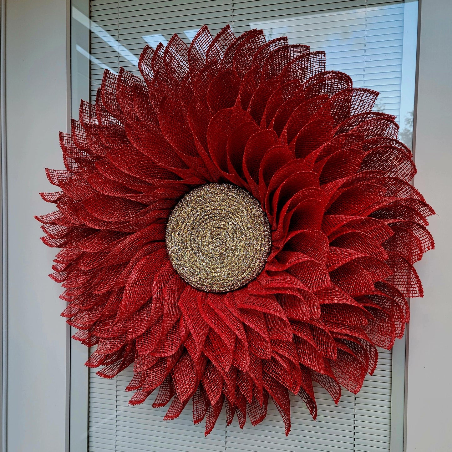 Red Poinsettia Burlap Wreath For Front & Double Door Outdoor Winter Decor Christmas Decoration Large Holiday Flower Hanger Home Gift For Her