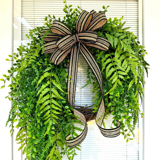 Year Round Wreath For Front Door Double Door Wreaths Indoor Outdoor Spring Summer Fall Winter Decor Fern Greenery Decoration Large Home Gift