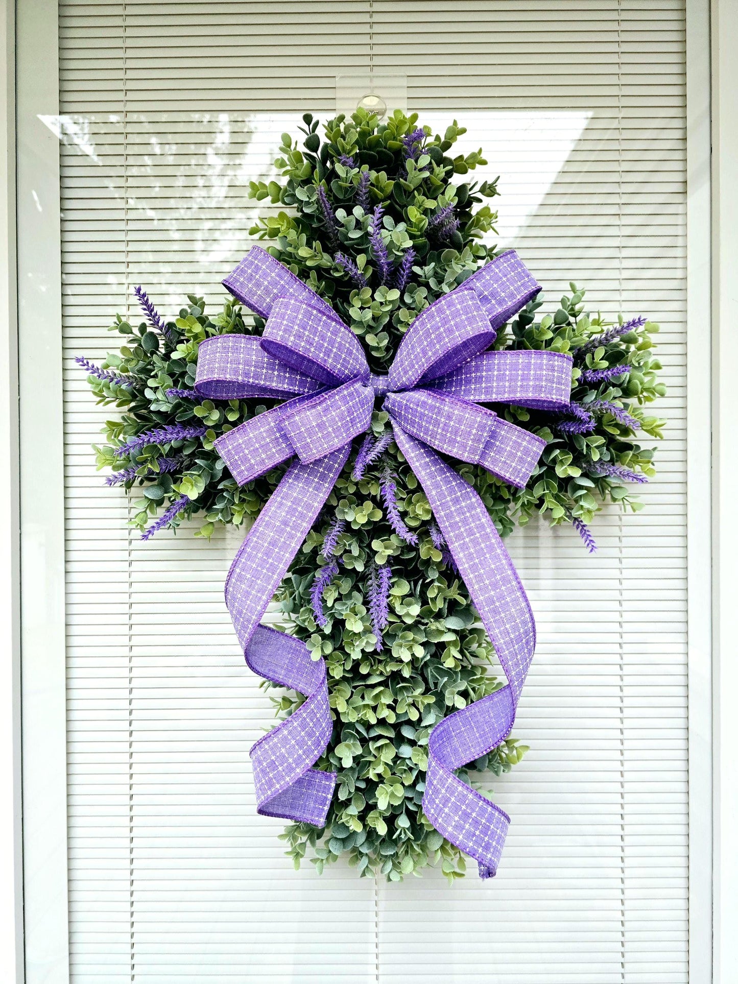 Easter Cross Wreath For Front Door Double Doors Wreaths Christian Decor Lent Swag Church Wall Decoration Lenten Religious Greenery Home Gift