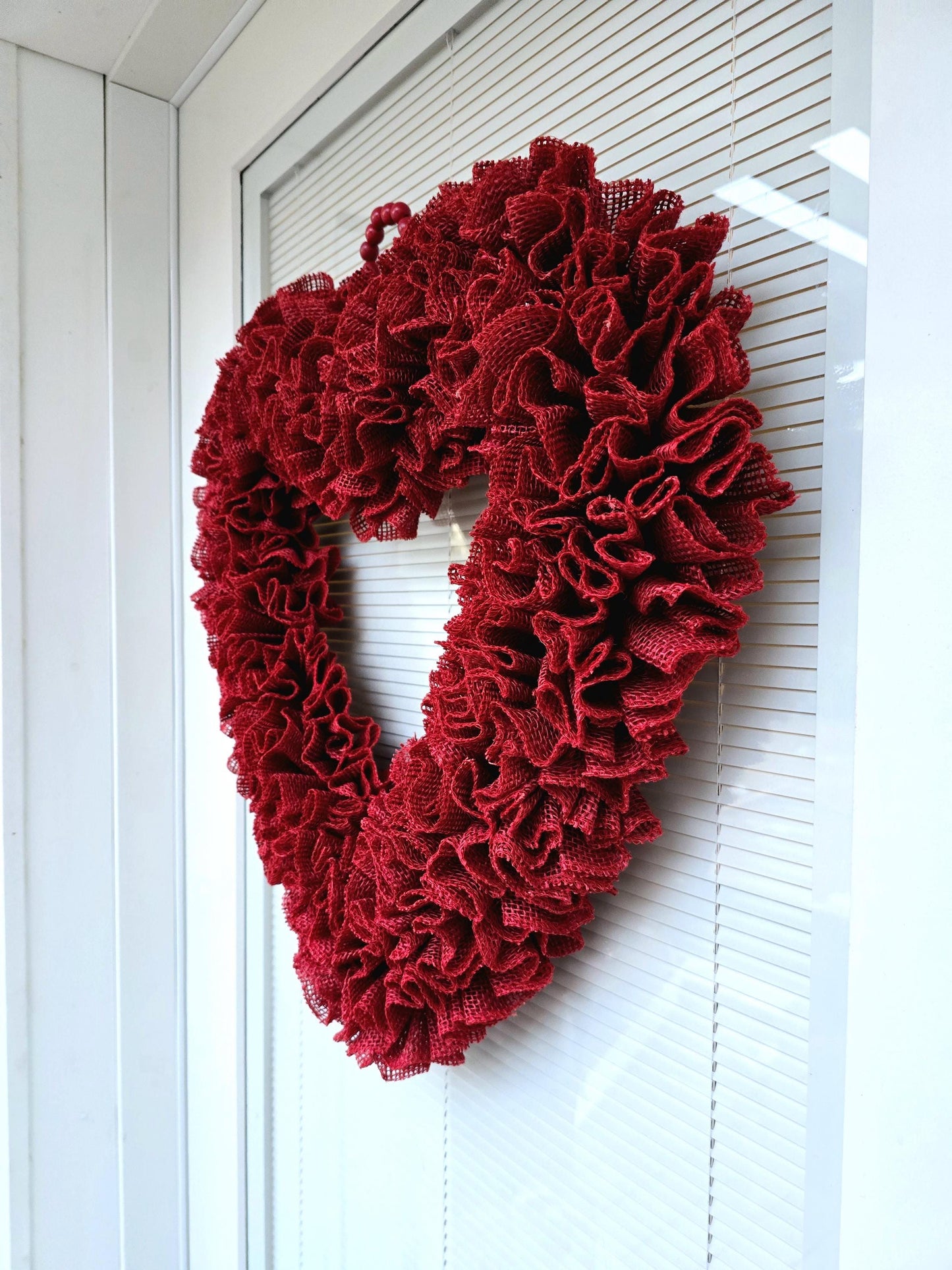 22" Valentine Wreath For Front Door Valentines Day Double Doors Wreaths Indoor Outdoor Vday Decor Large Red Burlap Heart Shaped Home Gift