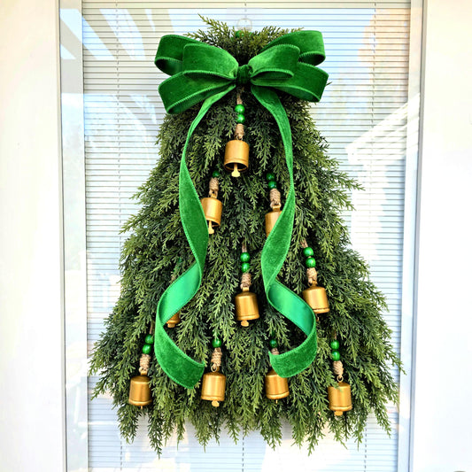 Christmas Wreaths For Front Door Double Door Indoor Outdoor Hanging Holiday Decor Winter Porch Hanger Xmas Tree Swag Seasonal Home Gifts