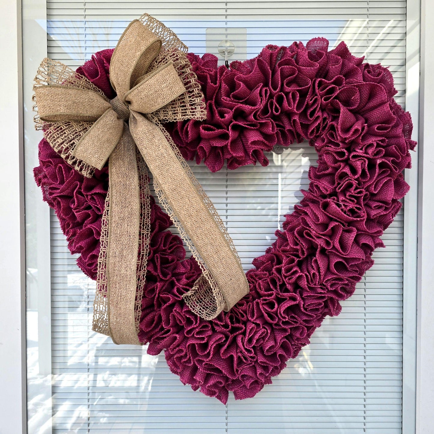 22" Valentine's Day Wreath For Front Door Double Door Indoor Outdoor Vday Home Decor Large Pink Burlap Heart Shaped Housewarming Gift