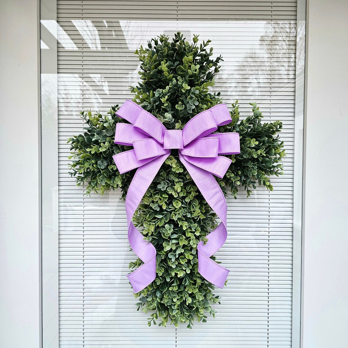EASTER CROSS WREATH For Front Door, Double Door Wreaths, Memorial, Year Round, Religious Wall Decor, Christian Church, Christianity Gift