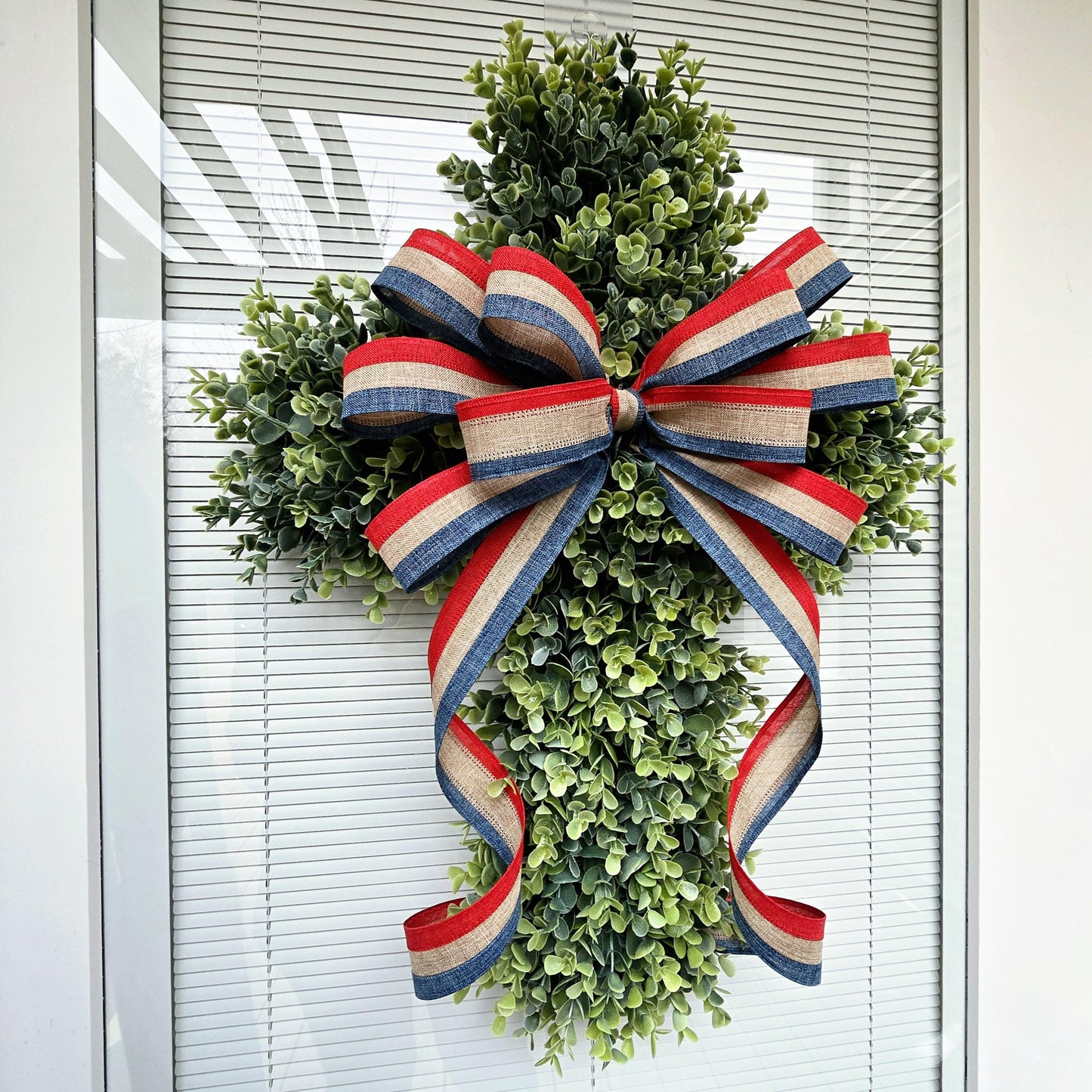 Cross Wreath with Patriotic Bow